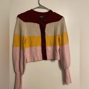 Wild fable cropped striped button down sweater